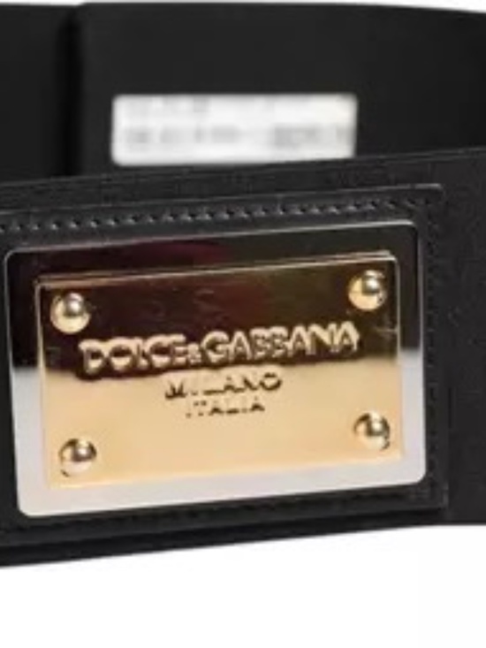 NEW! Dolce & Gabbana Black Leather Logo Wide Waist Belt Suspender 75cm/ 29.5 in.